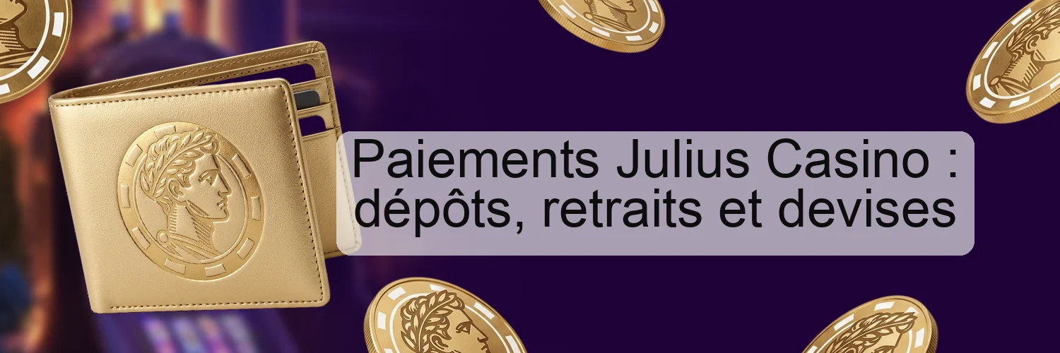 Paiements Julius Casino : dépôts, retraits et devises